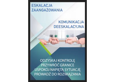 ESKALACJA ZAANGAŻOWANIA I KOMUNIKACJA DEESKALACYJNA. ODZYSKAJ KONTROLĘ, PRZYWRÓĆ GRANICE, USPOKÓJ NAPIĘTĄ SYTUACJĘ,  PROWADŹ DO ROZWIĄZANIA, WYMAGAJ STANOWCZOŚCI, KONSEKWENCJI I DZIAŁANIA, ZATRZYMAJ OPÓR, NIEWŁAŚCIWE ZACHOWANIA I KONFLIKT